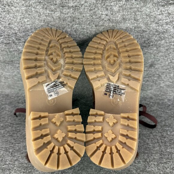 ✅Pop Collateral Boots Womens 6M Brown Faux Leather Block Heel Side Zip Shoes - Picture 4 of 10